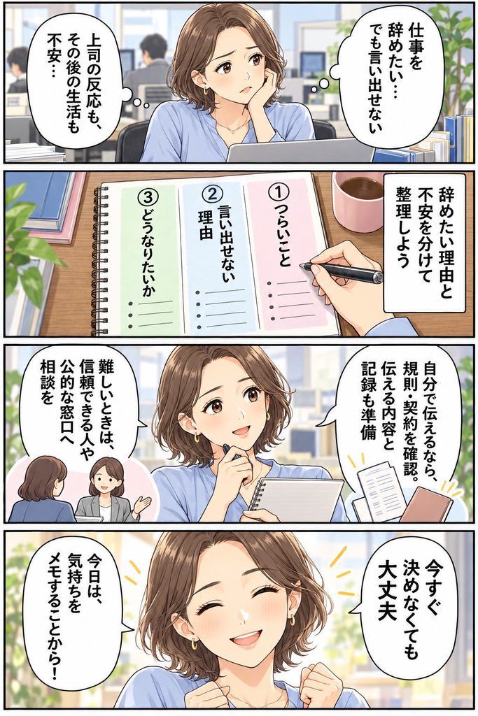 マンガで分かる、仕事を辞めたいけれど言い出せないとき、最初に整理したいこと