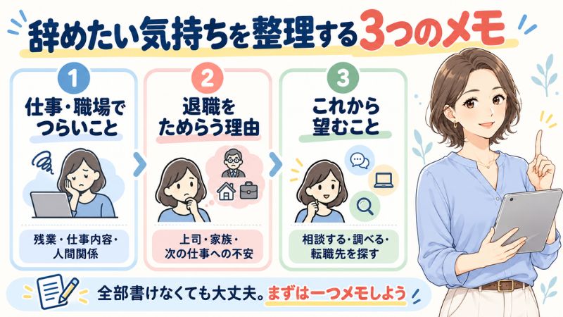 辞めたい気持ちを整理する3つのメモ